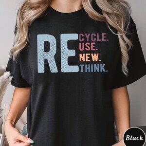 Recycle Reuse Renew Rethink Eco Awareness Green Earth Day Graphic T-Shirt 166